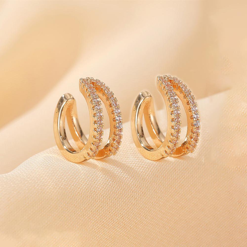 New Design Gold Color Moon Star Minimal Drop Earrings For Women Small Crystal Chain Butterfly Piercing Earring Korean Jewelry