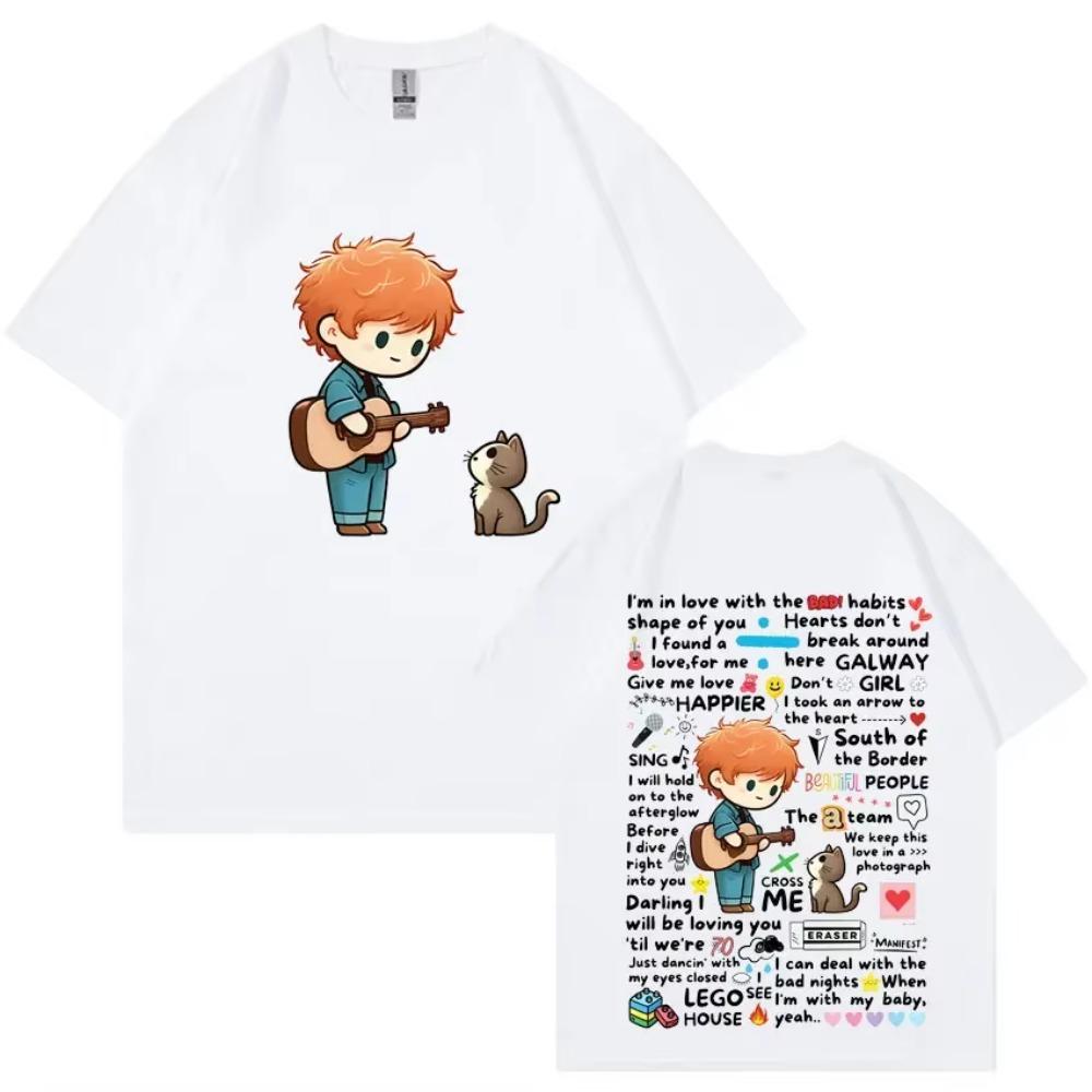 Ed Sheeran European Tour 2025 Graffiti Pattern Harajuku T Shirt Mens Women  Casual T-shirt Fashion Pop T-shirts Streetwear