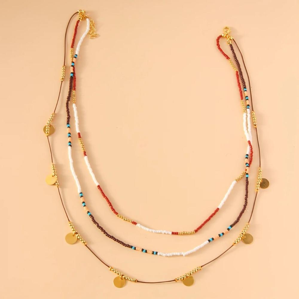 Multi-layer Clavicle Chain Jewelry Bohemian Necklaces Retro Bead Necklaces  Ladies