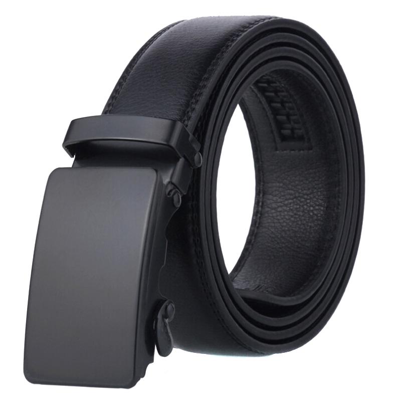 Men'S Automatic Buckle Belt Slip Buckle Business Casual Leather Waist Belt
