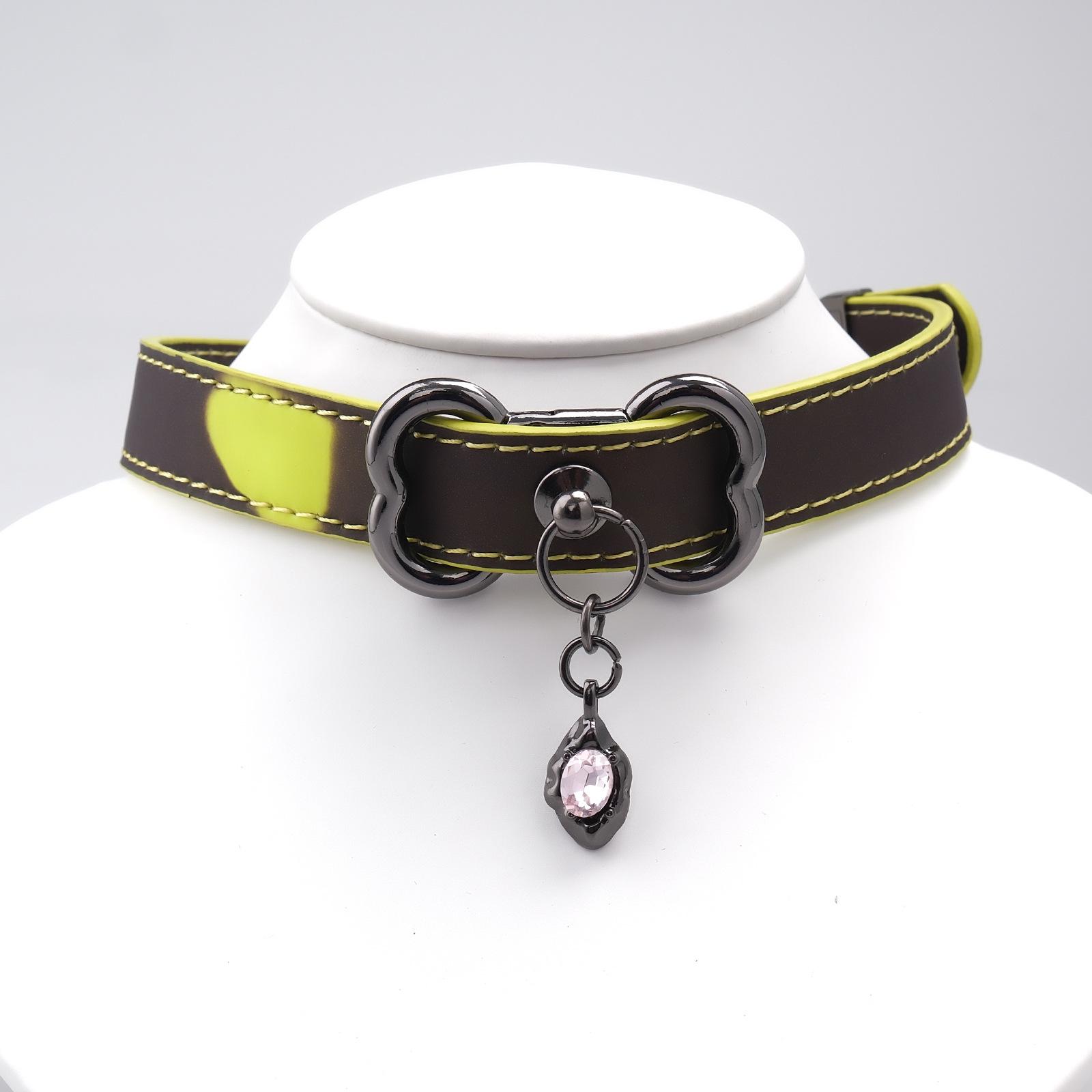 

Punk Style Color-Changing Dog Bone Pendant Choker Necklace