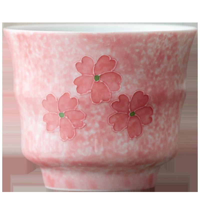 Pure hand-painted cherry blossom powder master cup high-end tea cup tea set exquisite girls tea cup high-end gift gift