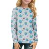 Children's Witch  Printed Long Sleeved Round Neck Top With Floral Print For Daily Casual T-shirt