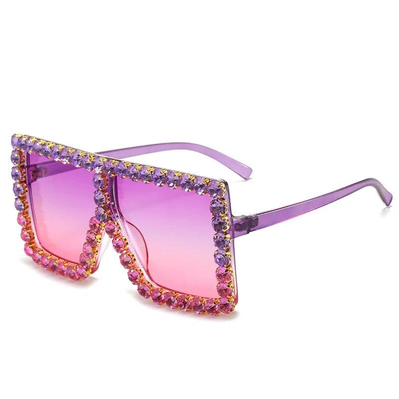 Sunglasses Women Oversized Square Diamond Men Fashion Rhinestone Sun Glasses Lady Luxury  Designer Eyewear UV400 Unisex