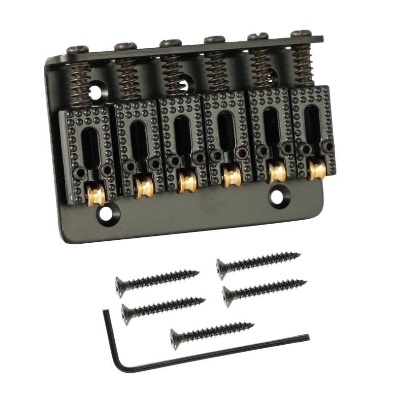 65mm 6 String Bass Guitar Roller Saddle Hardtail Top Load Bridge Tailpiece with L Shaped Wrench and Screws for Guitars
