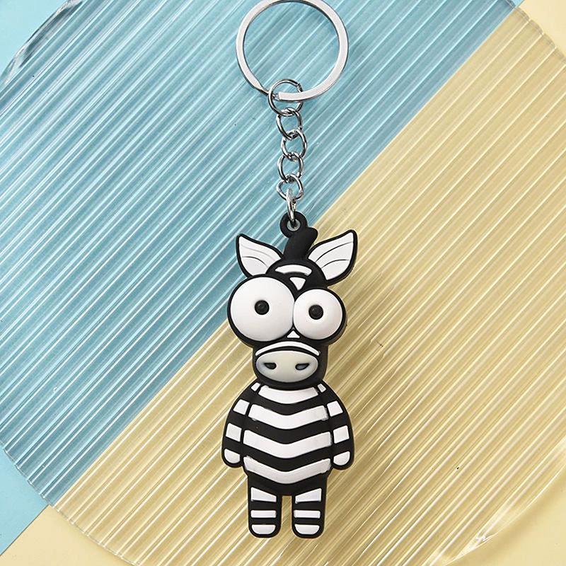 Cute Cartoon Animal Charm Keychain, Big Eyes Animal Plush Toy Keychain Monkey, Giraffe, Elephant Pendant