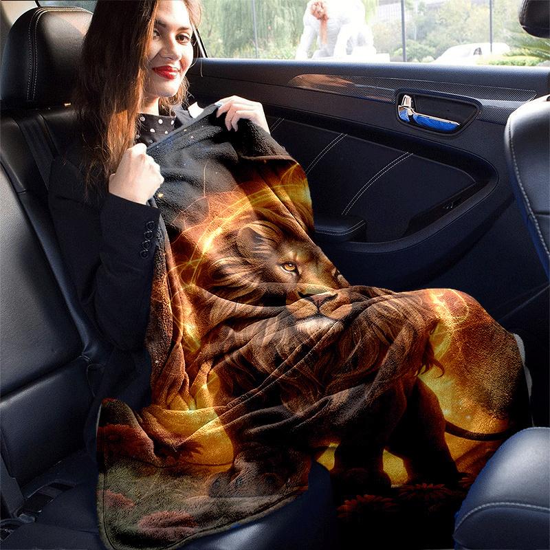 1 Stück leichte Flanelldecke mit Löwendruck, Bequeme und warme Decke, für Sofa, Bett, Couch, Büro, Geeignet für Geschenkdecken