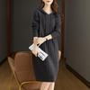 Autumn and winter new hooded casual medium and long dress women's fashion knitted large size loose pullover sweater women