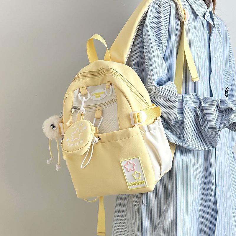 Summer New High-quality Small Fresh Color Contrast Letter Schoolbag Female Primary and Secondary School Students Light Shoulder Bag