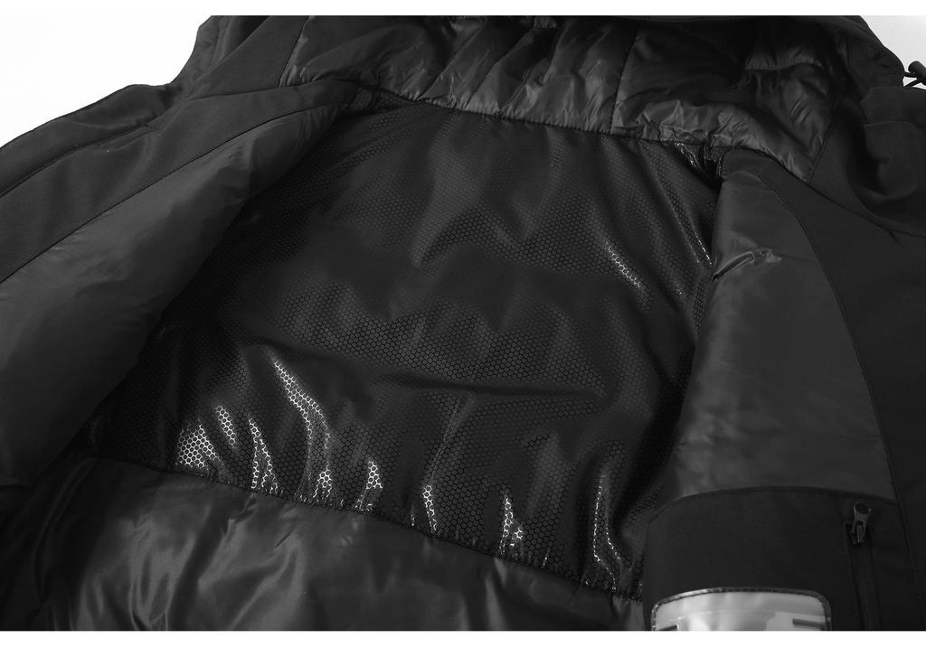 Unisex Thickened Hooded Double Zipper Graphene White Duck Down Jacket