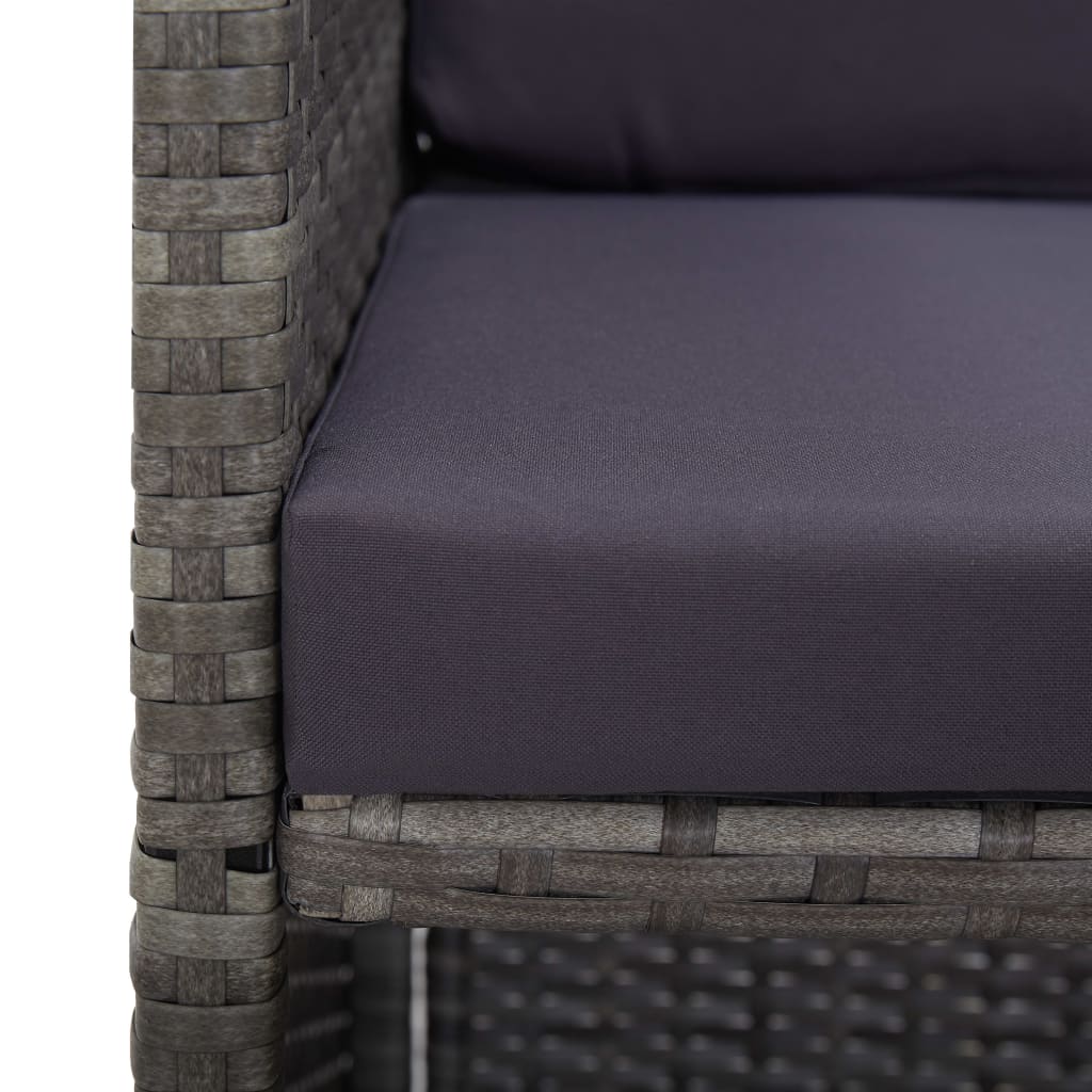 5 Piece Garden Dining Set Poly Rattan & Solid Acacia Wood Anthracite Grey