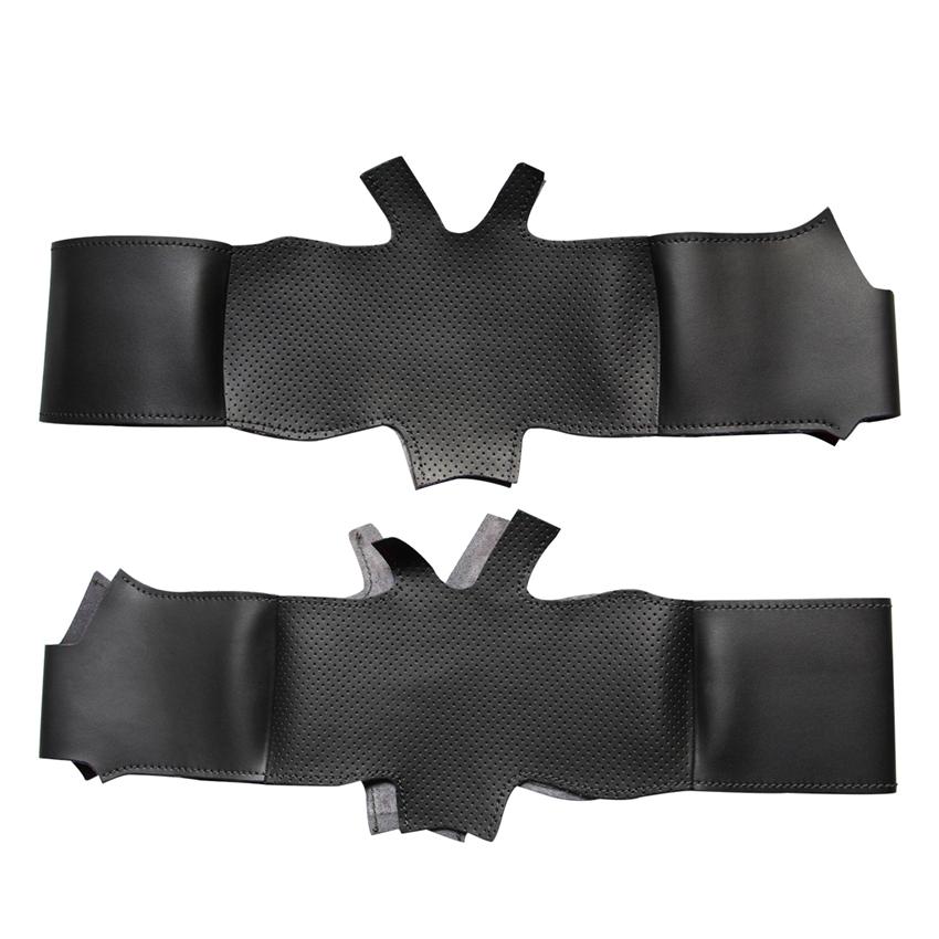 Schwarzer Kunstleder-Lenkradbezug mit rotem Marker, handgenäht, rutschfest, für Kia Rio Rio5 K2 Picanto Morning 2017 2018 2019