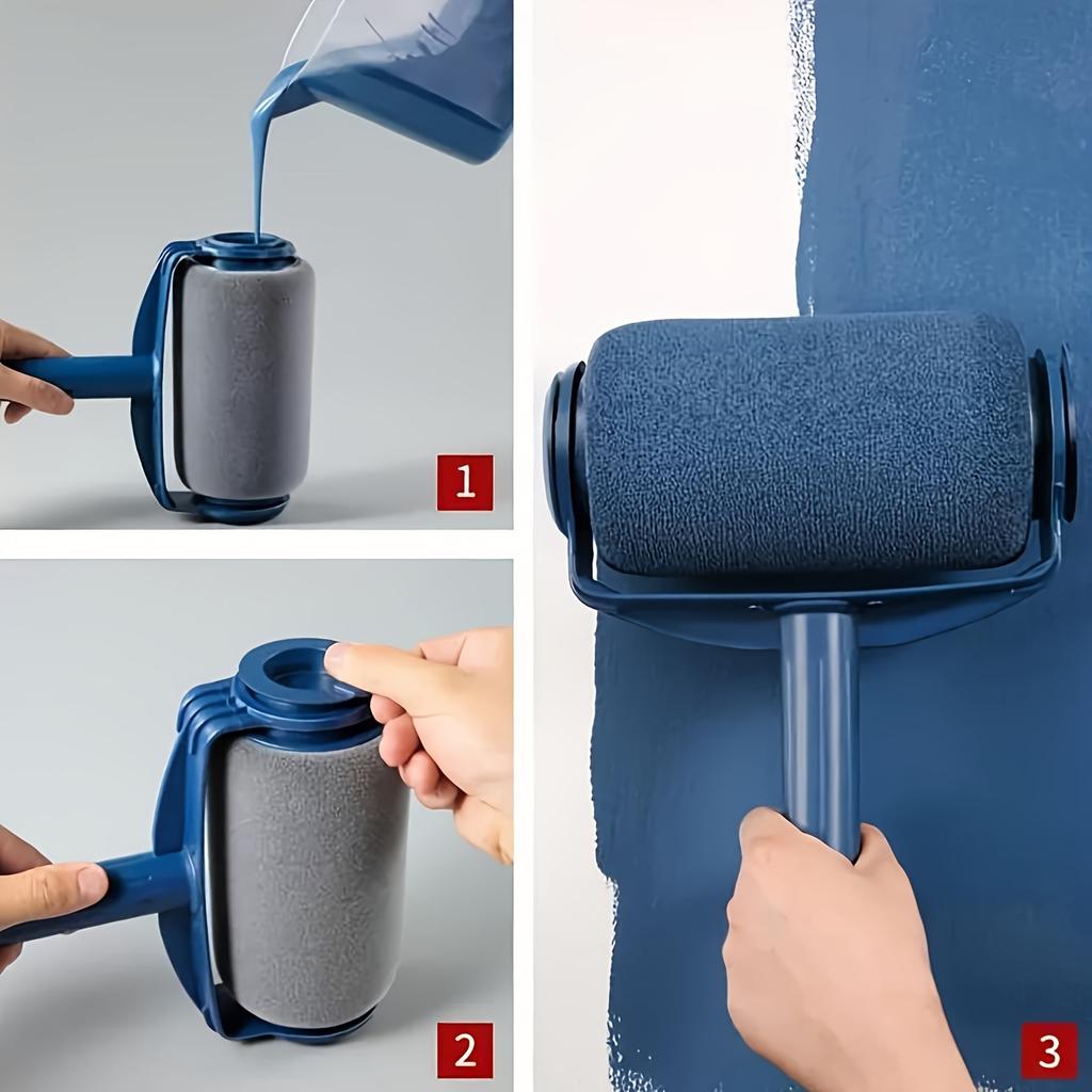1pc Reusable Paint Roller Brush with Built-in Storage - Easy Fill & Use Design - for Wall Paint & Home Decoration - Multi-Purpose Craft Tool