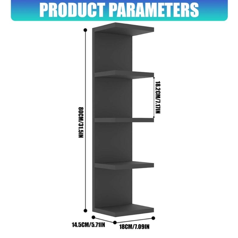 5 Level Floating Wall Shelf White PVC Modern Display Rack For House Style And Storage