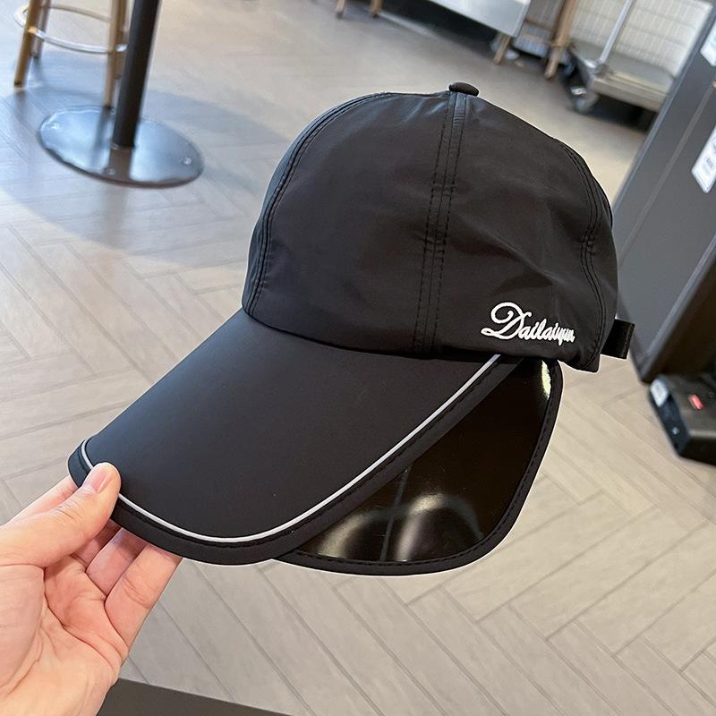 Sun protection baseball cap for women, summer thin, breathable, quick-drying, retractable, foldable, sun-shading cap with extended brim for men