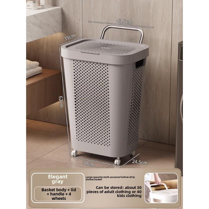 Large Capacity Laundry Hamper with Lid - Dirty Clothes Storage Basket for Bathroom