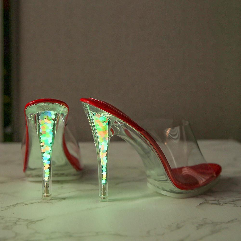 stiletto women's shoes summer crystal heel fluorescent high heels
