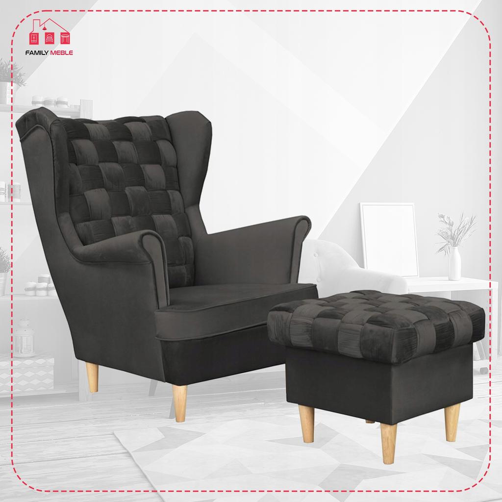 Carol Armchair with Footrest Scandinavian Family Meble Dark Graphite