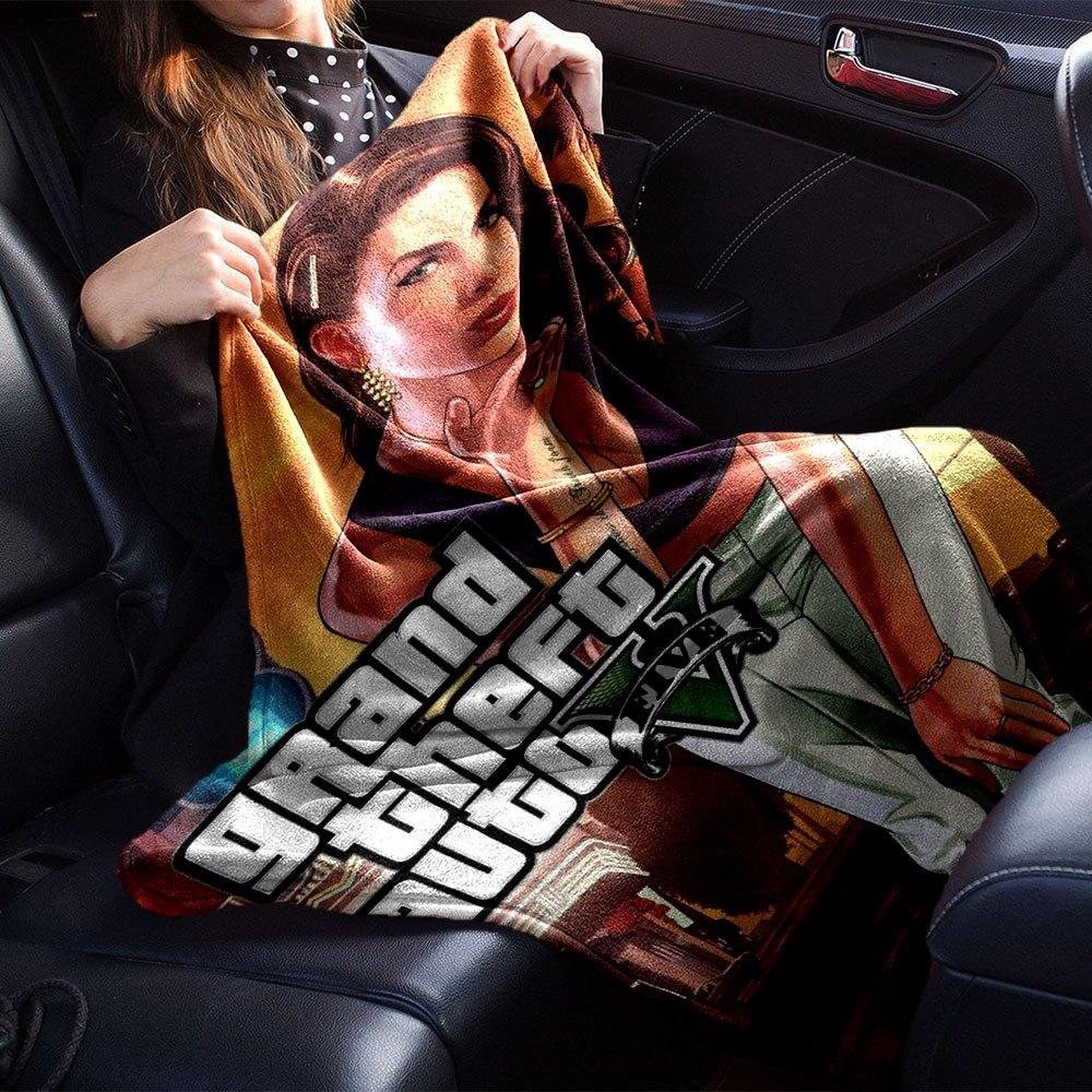1 Manta Suave de Franela Grand Theft Auto con Estampado de Diseñador Una manta acogedora para todas las estaciones, perfecta para el sofá, la cama, la oficina