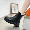 New Black Platform Combat Ankle Boots For Women Lace Up Buckle Strap Woman Shoes Winter Biker Boots Boots For Women