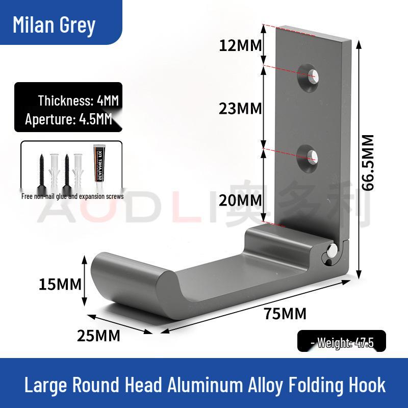 Schwarzer Wandmontierter Klappmantelhaken aus Aluminiumlegierung - Stanzfrei, Solider Einzelhaken