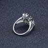 Light Luxury Design Natural Diopside Ring, High-End S925 Sterling Silver Inlaid Natural Colored Treasure Ring