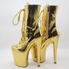 20Cm Yellow Short Boots, Nightclub Model Dancer Shoes, Pole Dance Shoes for Performance, Snake Pattern Super High Heel Hollow YKC