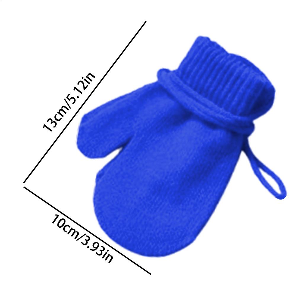 

Winter Kids Ski Gloves Knitted Snow Gloves With String Comfortable Warm Mittens Cute Kids Winter Accessories For Skiing Skating синій