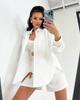 Casual Fashion Solid Color Women's Shirts Puff Sleeves Elegant Tops Shorts Casual Suit