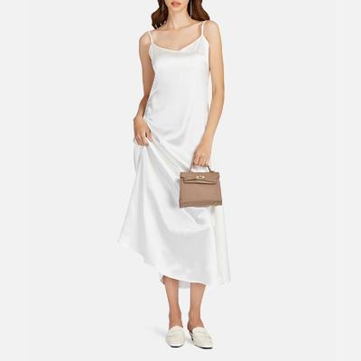 Satin Sleeveless A-line Dress V-Neck Fishtail Long Open Back Dress for Women
