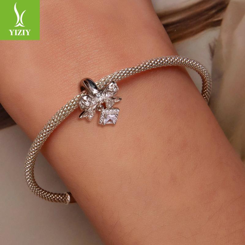 Lace Bow Silicone Ring Positioning Bead Accessories, French Court Style Diy Sterling Silver Beads