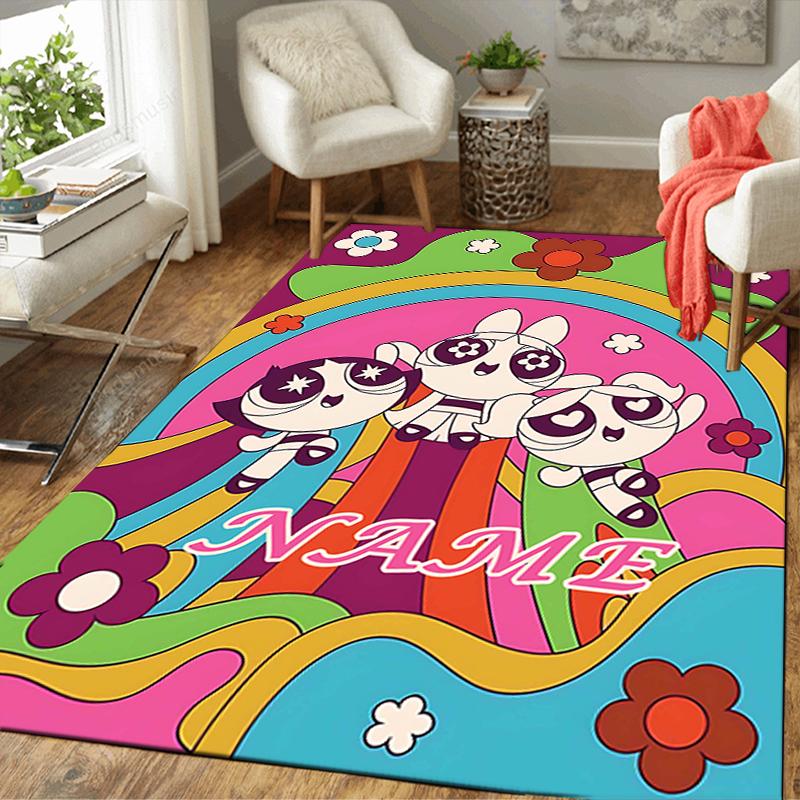 Custom 1Pc Powerpuff Girls Rainbow Rug Office Carpet Indoor Outdoor Entrance Doormat Nonslip Soft And Comfortable Living Room D491514