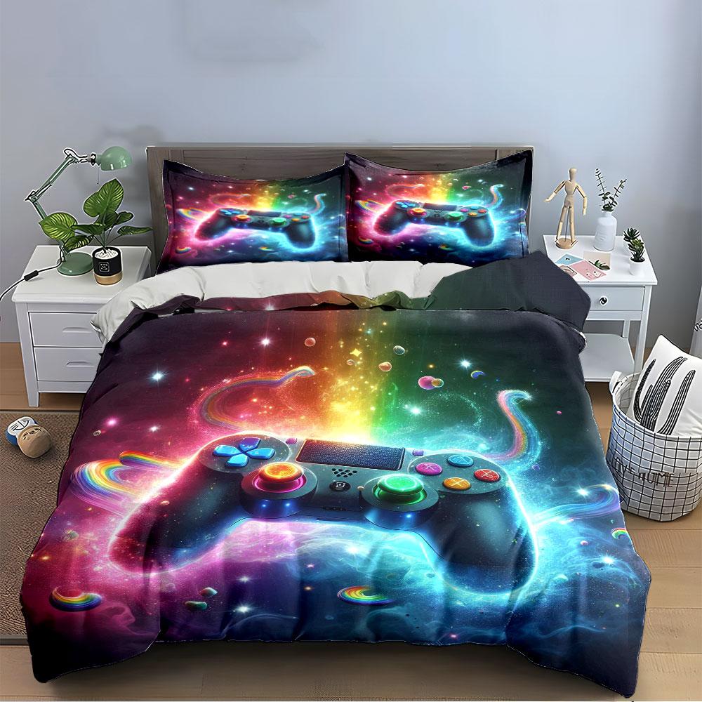 Colorful Gaming Controller Set Bedding Duvet Cover Set Duvet Cover Pillowcases (1 * Duvet Cover 2 * Pillowcases, without duvet insert)