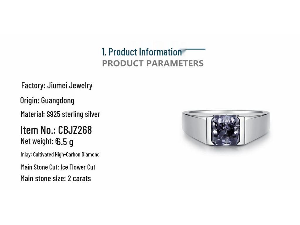 S925 Sterling Silver Unisex Ring with Gray & Black Diamond Ice Flower Cut