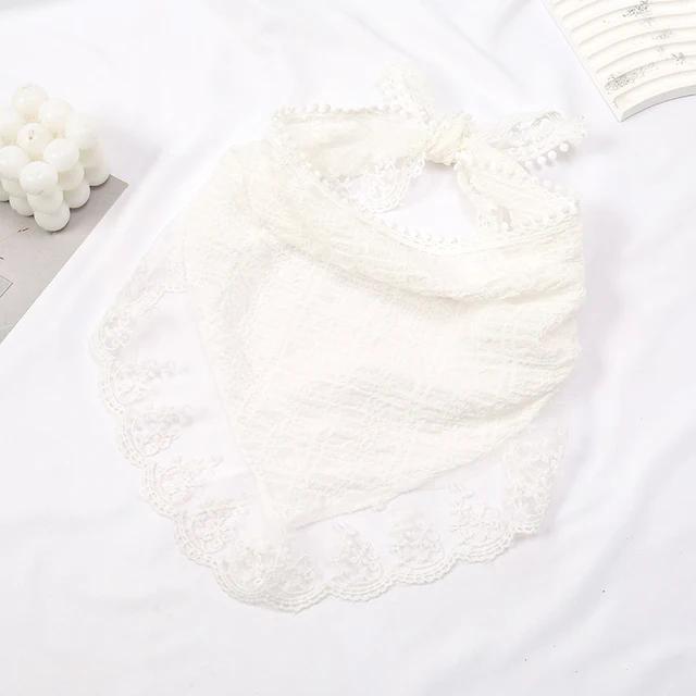 Girls Summer Sweet Scarf Vintage Women's Lace Triangle Scarves For Muslim Women Printed Floral Hijab Turban Hair Accessories