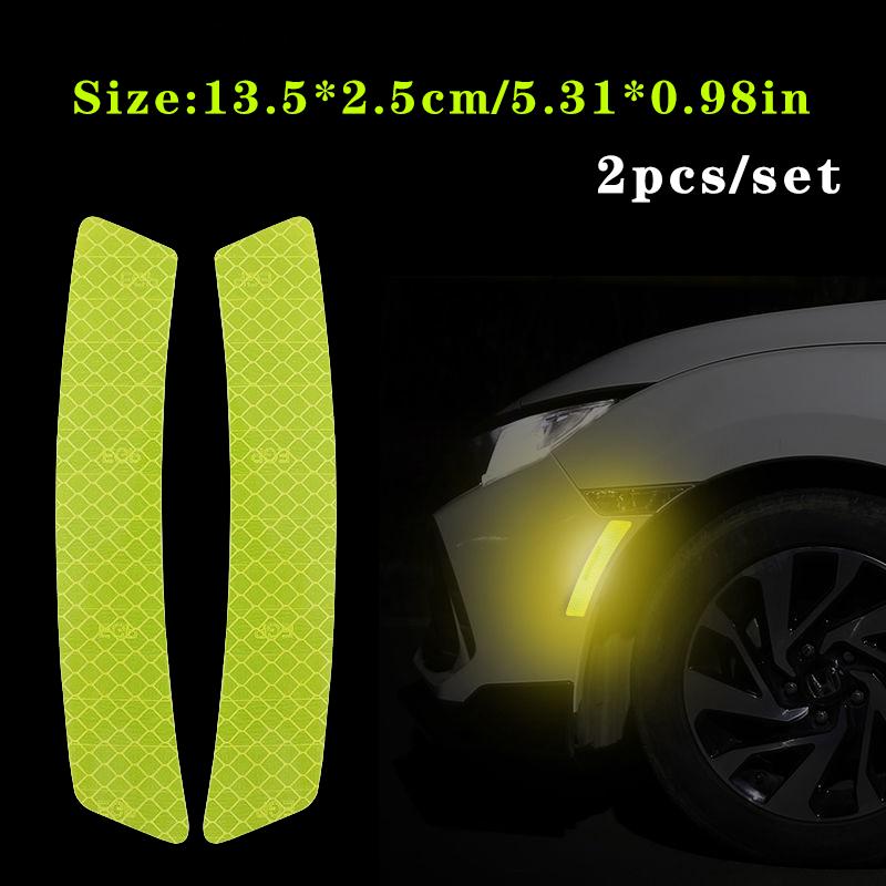 

2Pcs/Set Car Reflective Safety Strip Decals Car Wheel Eyebrow Reflective Sticker Reflective Warning Safety Tape