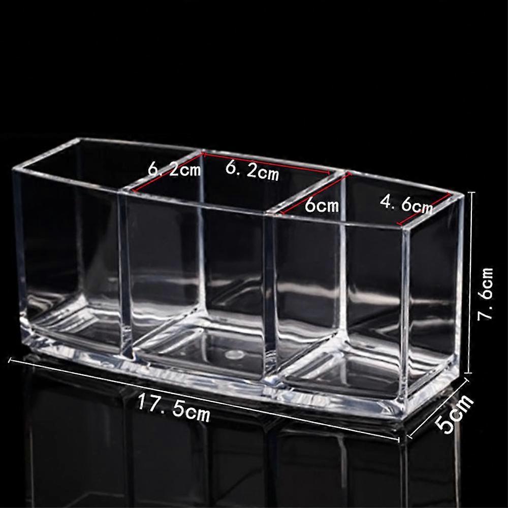 3-Fächer Acryl Make-up-Pinselhalter Organizer, Make-up-Pinselhalter Becher, Make-up-Pinsel Etui zur Aufbewahrung & Sortierung, Klar