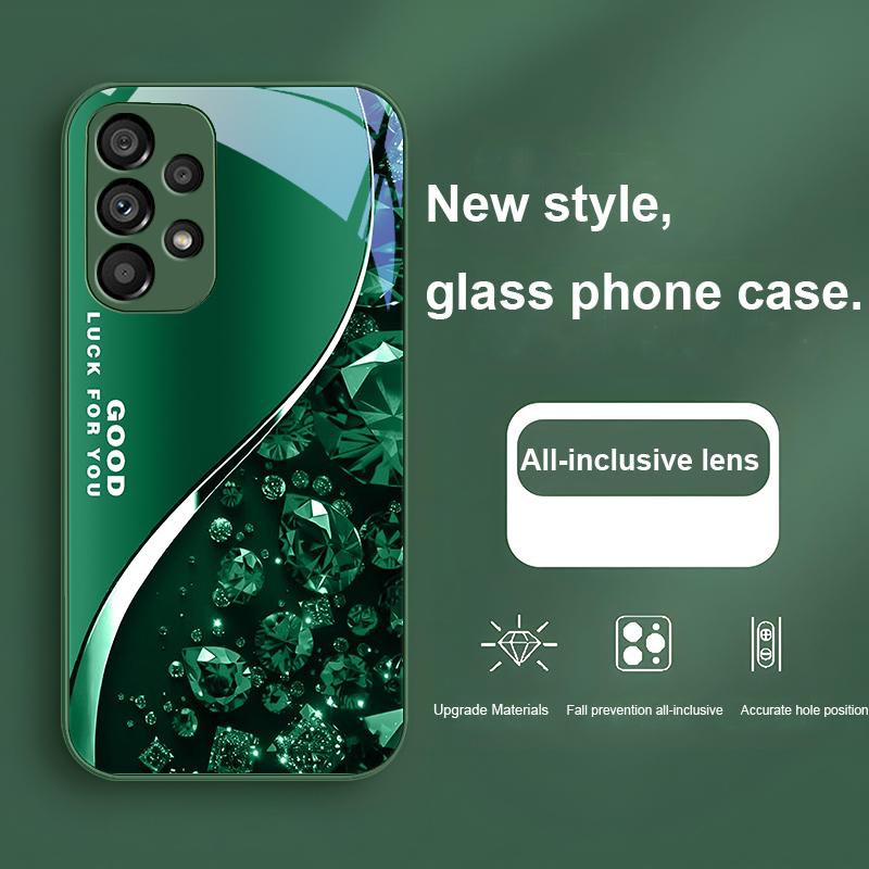 Barevný diamantový gradient pro Samsung Galaxy S23 U Ltra 24 Plus S20 21 FE S25 Ultra A70 A72 73 51 52 53 Tvrzené sklo Obal na telefon