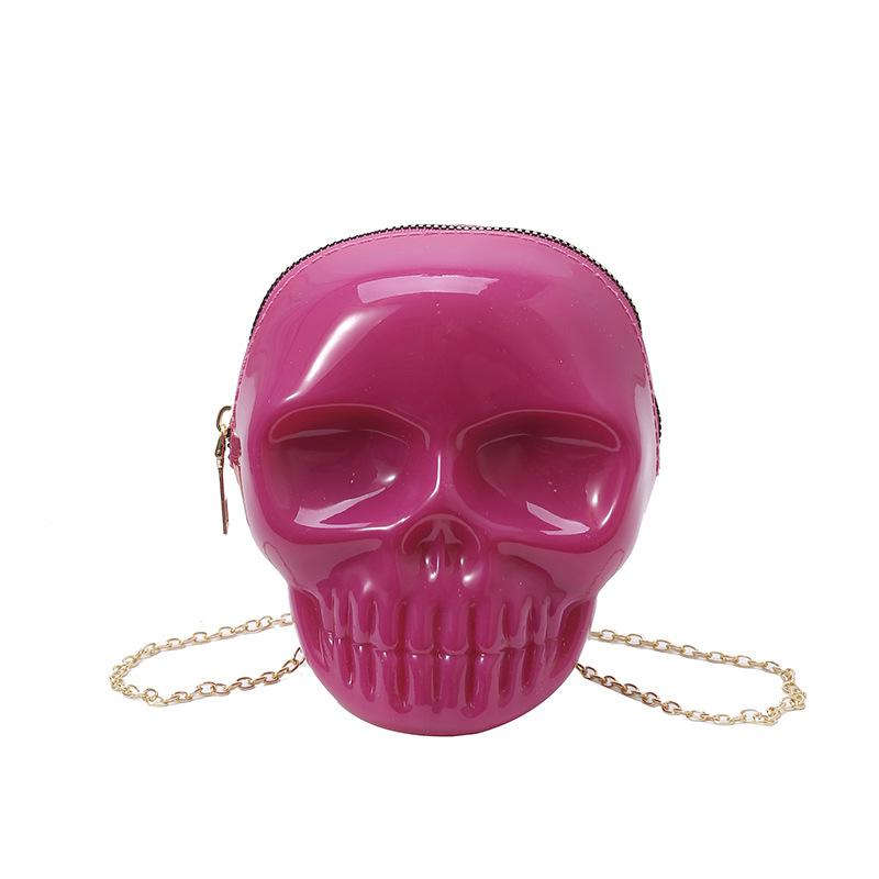 Rose Red Cute Carto Shoulder Bag Halloween Funny Ghost Skull Bag Pu Leather Zipper Handbag Purse Small Crossbody Phe Bags