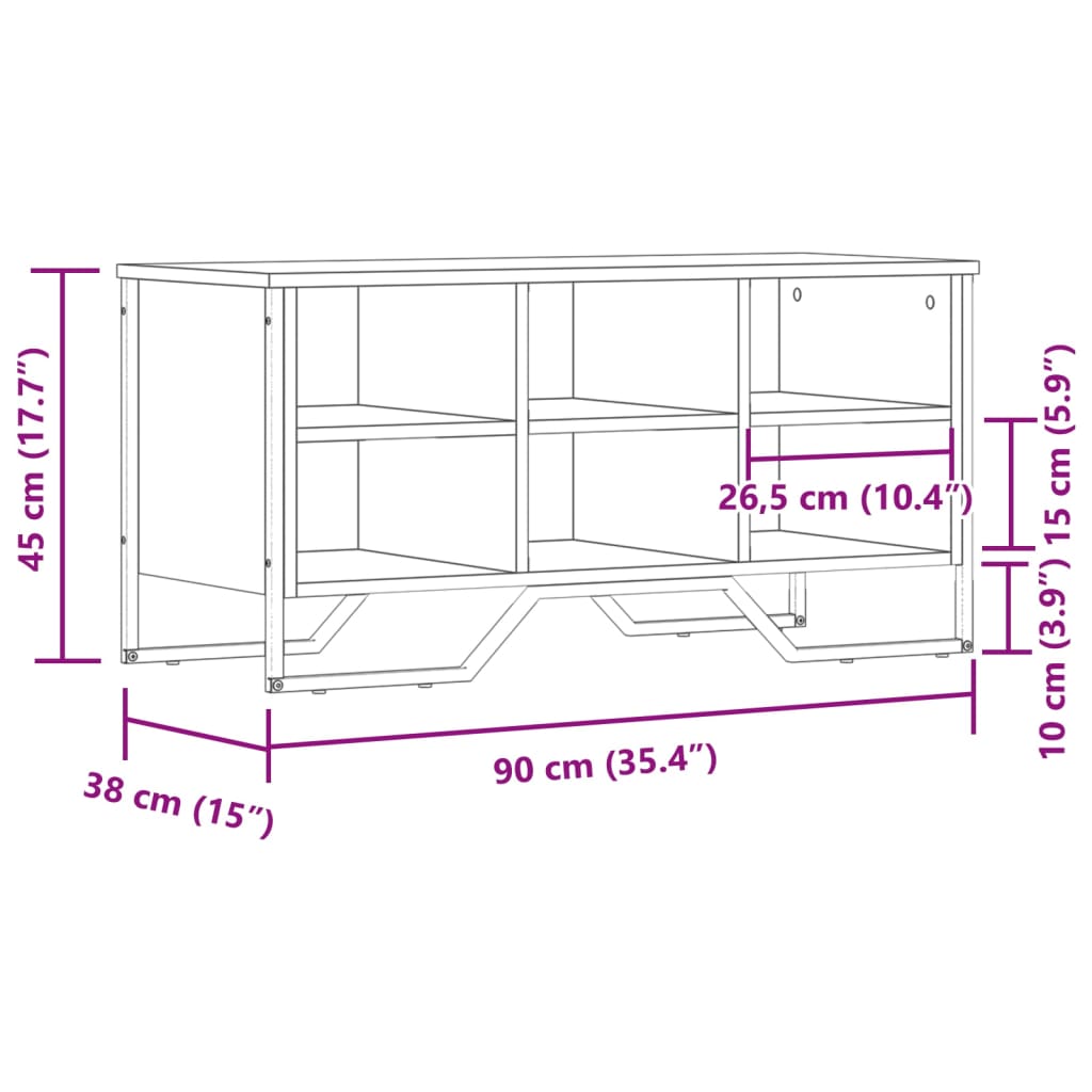 Shoe Rack Smoked Oak 90 x 38 x 45.5 cm Engineered Wood