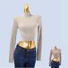 High-Grade Knit Women Half-high Collar Base Inner Wear Spring and Autumn Twist Sweater Slim Fit Sunken Stripe High Waist Short