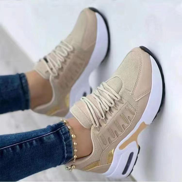 Spring/Summer 2022 Women's Plus Size Sporty Casual Fly-Knit Wedge Heel Lace-Up Mesh Shoes