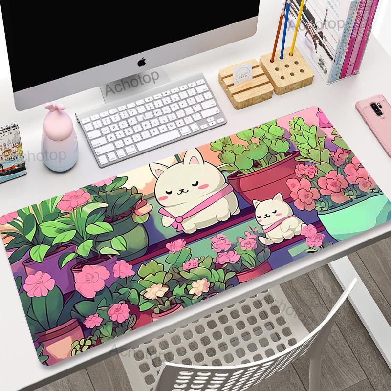 Pink Kawaii Mouse Pad XXL Purple Laptops Gaming Desk Pad Flower Mousepad Anime Office Carpet Gamer Keyboard Computer Desk Mats