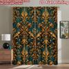 2D Flat Printing 2pcs Curtain Window Curtains Golden Floral Design Digital Printed Polyester Drapes All Season Party & Holiday