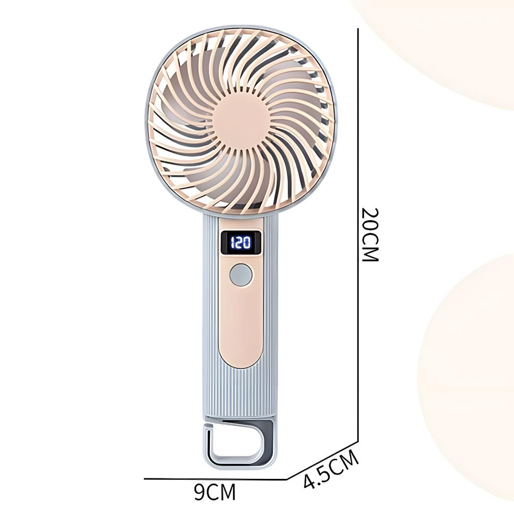 Mini USB Rechargeable Handheld Fan Digital Display 120 Speeds Stand or Handheld Compact Portable Personal Cooling Fan