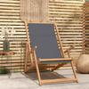 Folding Beach Chair Solid Teak Wood Grey