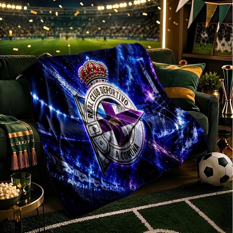 Deportivo A Coruna Crest Throws Blanket Flannel Blankets Plush for Couch Bed Gifts for Men Women Travel picnic blanket Christmas fan gifts