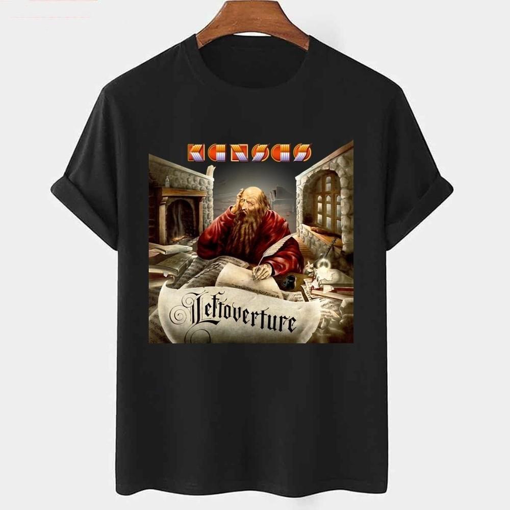Vtg Kansas Rock Band Leftoverture Album Cotton Black T Shirt For Men SE179 Unisex T-Shirt XXXXL