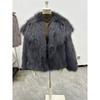 Giacca invernale in pelliccia con bavero in pelo di visone top da donna soffice ampia corta