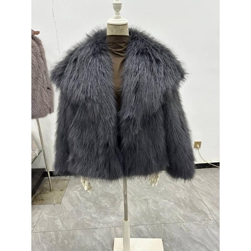 Giacca invernale in pelliccia con bavero in pelo di visone top da donna soffice ampia corta